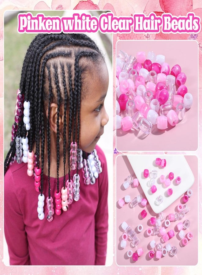 Ymapinc مجموعة خرز دريدلوك من Ymapinc، 60 قطعة، خرز بوني وردي للشعر المضفر، إكسسوارات رائعة للرجال والنساء (شفاف + أبيض + وردي + وردي فاتح) - Image 5